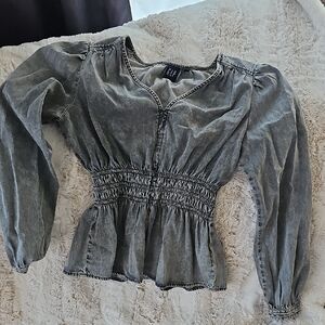 GAP Women's Gray Smocked Peplum